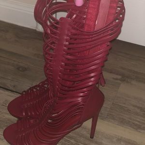 Burgundy Strapped Heels